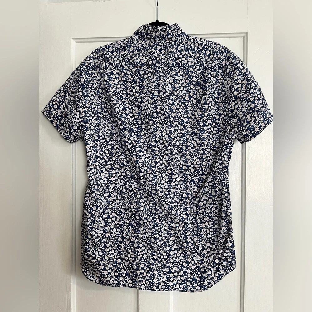 J. Crew Printed short-sleeve slim flex casual shirt Large